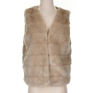 Joie Faux Fur Vest in Beige hook closure